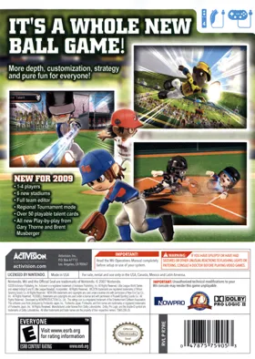 Little League World Series Baseball 2009 box cover back